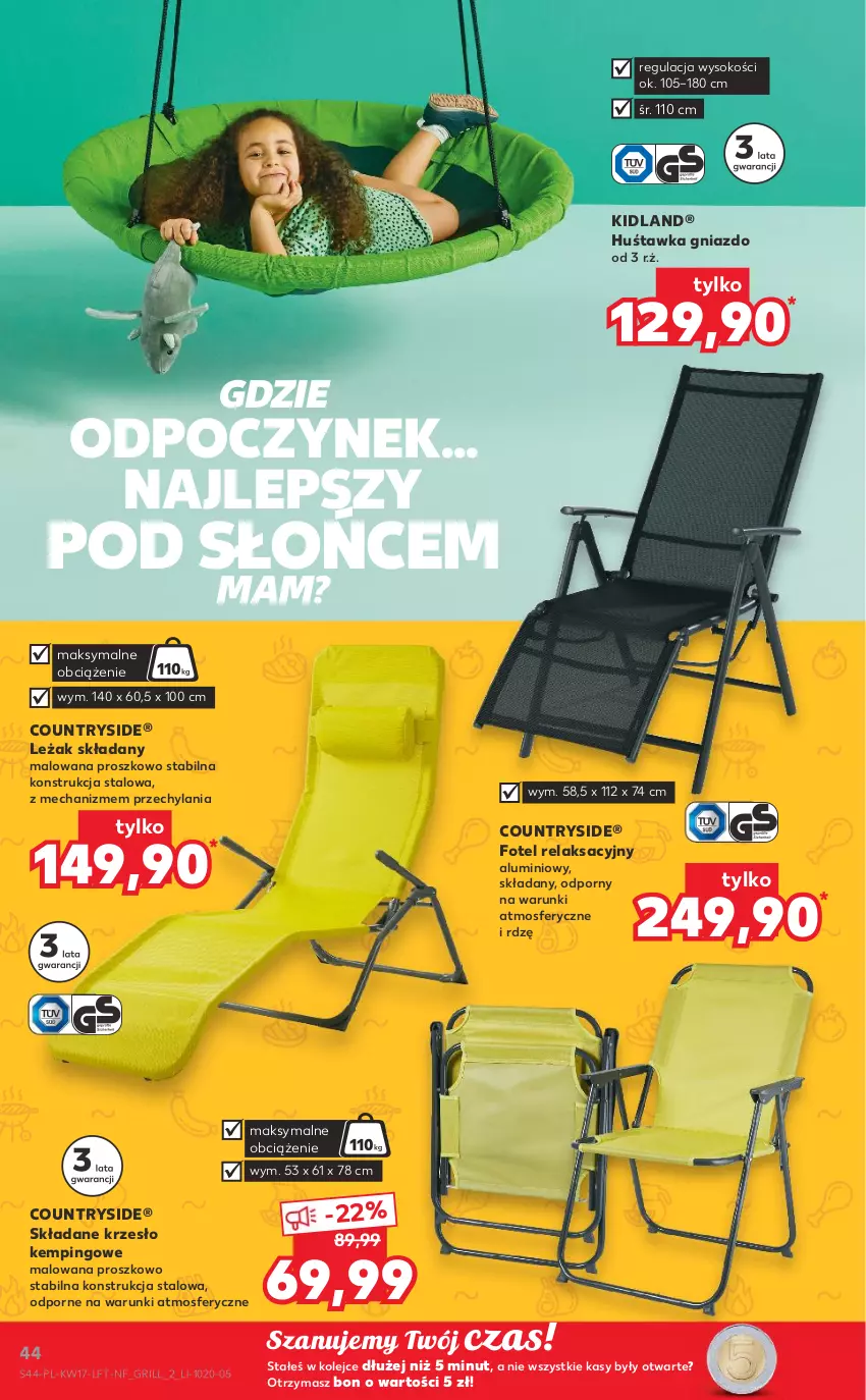 Gazetka promocyjna Kaufland - OFERTA TYGODNIA - ważna 27.04 do 04.05.2022 - strona 44 - produkty: Fotel, Grill, Huśtawka, Krzesło, Olej, Por, Sok