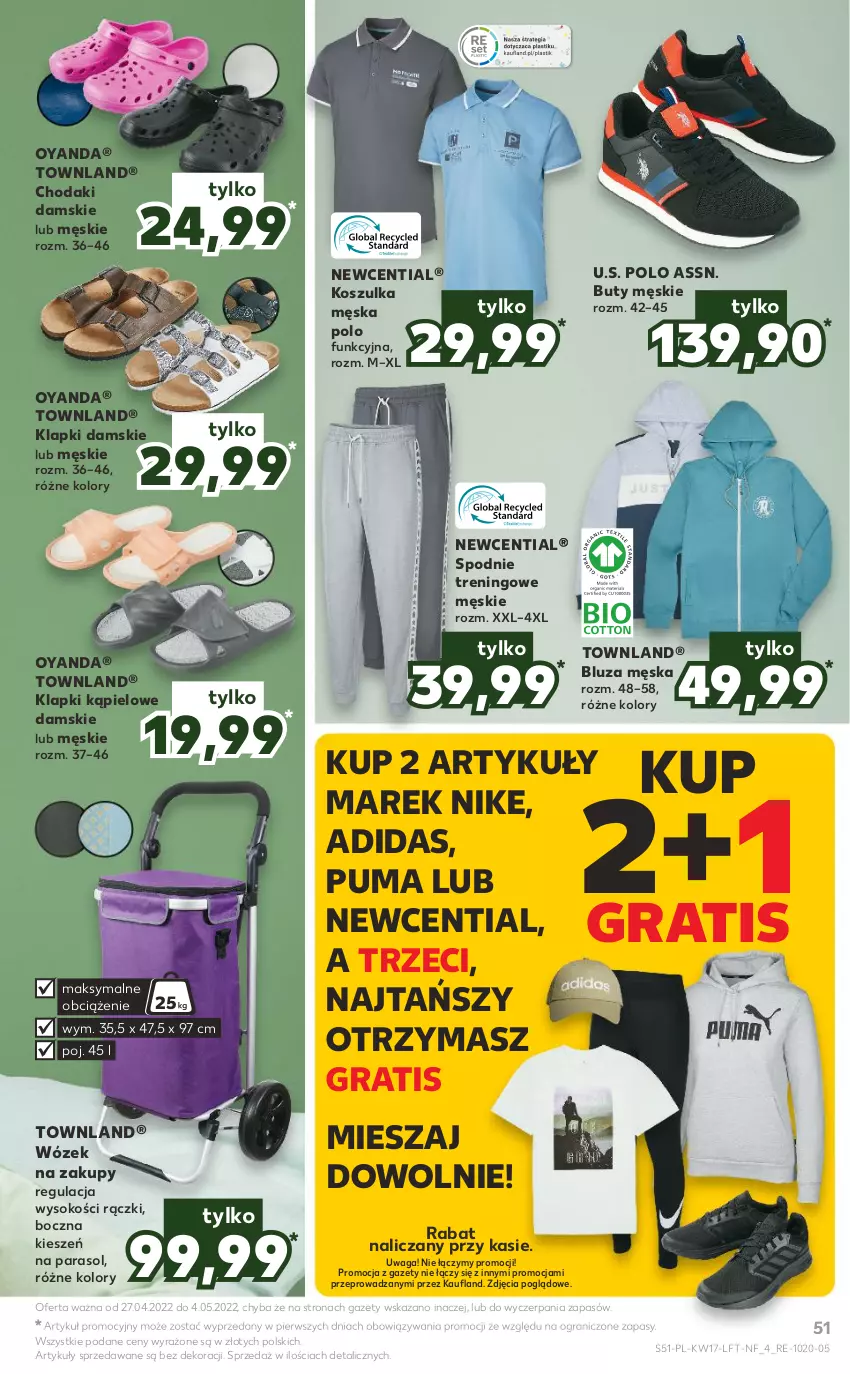 Gazetka promocyjna Kaufland - OFERTA TYGODNIA - ważna 27.04 do 04.05.2022 - strona 51 - produkty: Adidas, Bluza, Buty, Gra, Klapki, Kosz, Koszulka, Nike, Parasol, Puma, Sok, Spodnie, Waga, Wózek, Wózek na zakupy