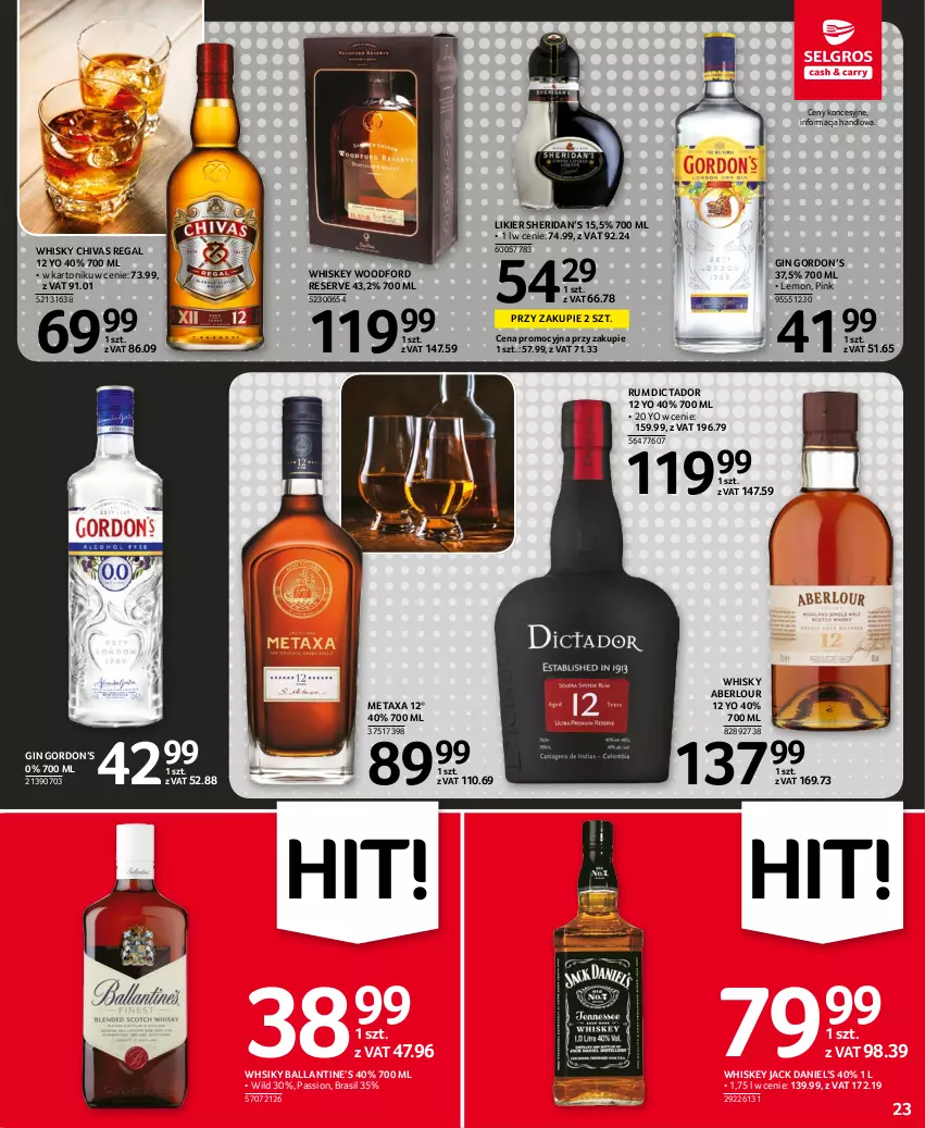 Gazetka promocyjna Selgros - Oferta spożywcza - ważna 03.11 do 16.11.2022 - strona 23 - produkty: Gin, Likier, Metaxa, Rum, Ser, Tonik, Whiskey, Whisky