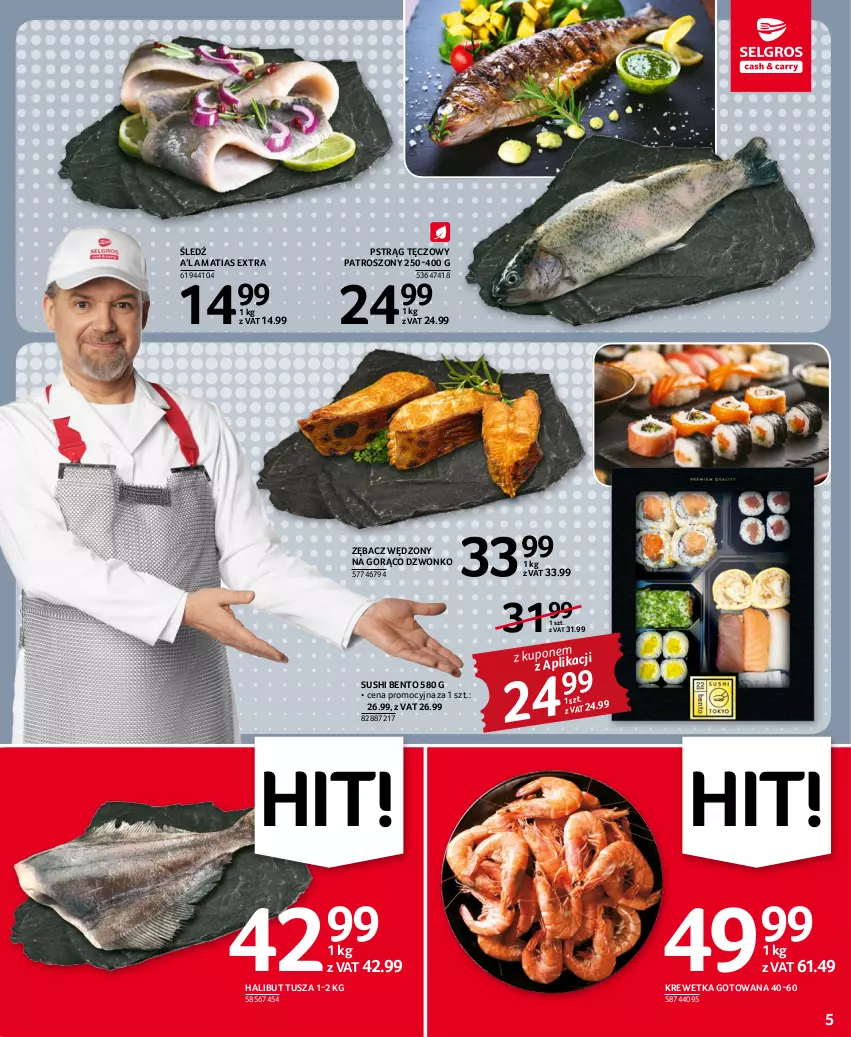 Gazetka promocyjna Selgros - Oferta spożywcza - ważna 03.11 do 16.11.2022 - strona 5 - produkty: Halibut, Pstrąg, Pstrąg tęczowy, Sushi, Tusz