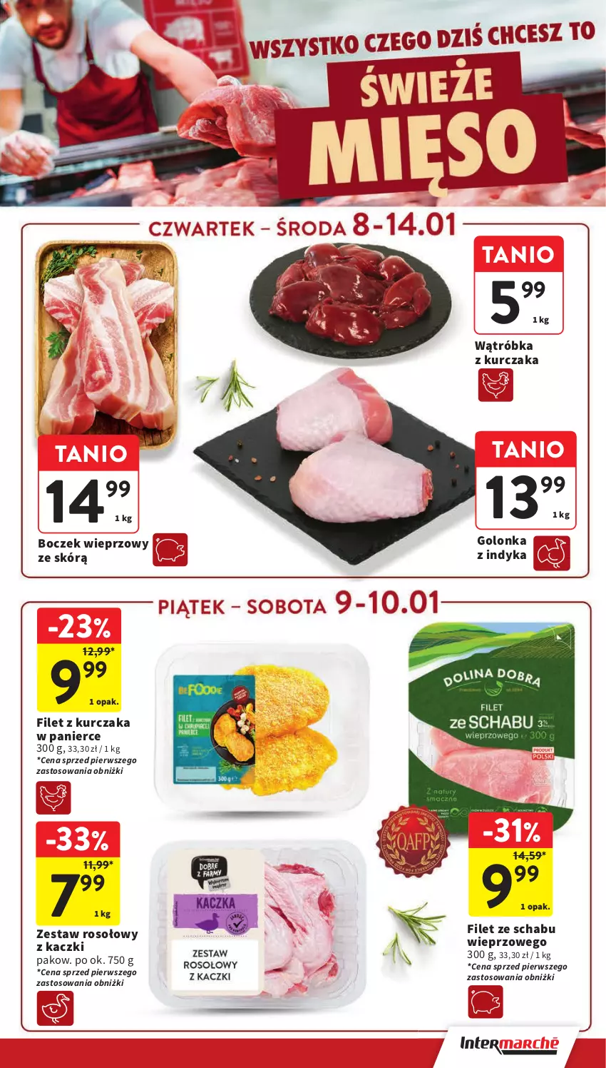 Gazetka promocyjna Intermarche - Gazetka promocyjna - ważna 08.01 do 14.01.2026 - strona 13 - produkty: Boczek, Boczek wieprzowy, Golonka z indyka, Kurczak, Zestaw rosołowy z kaczki