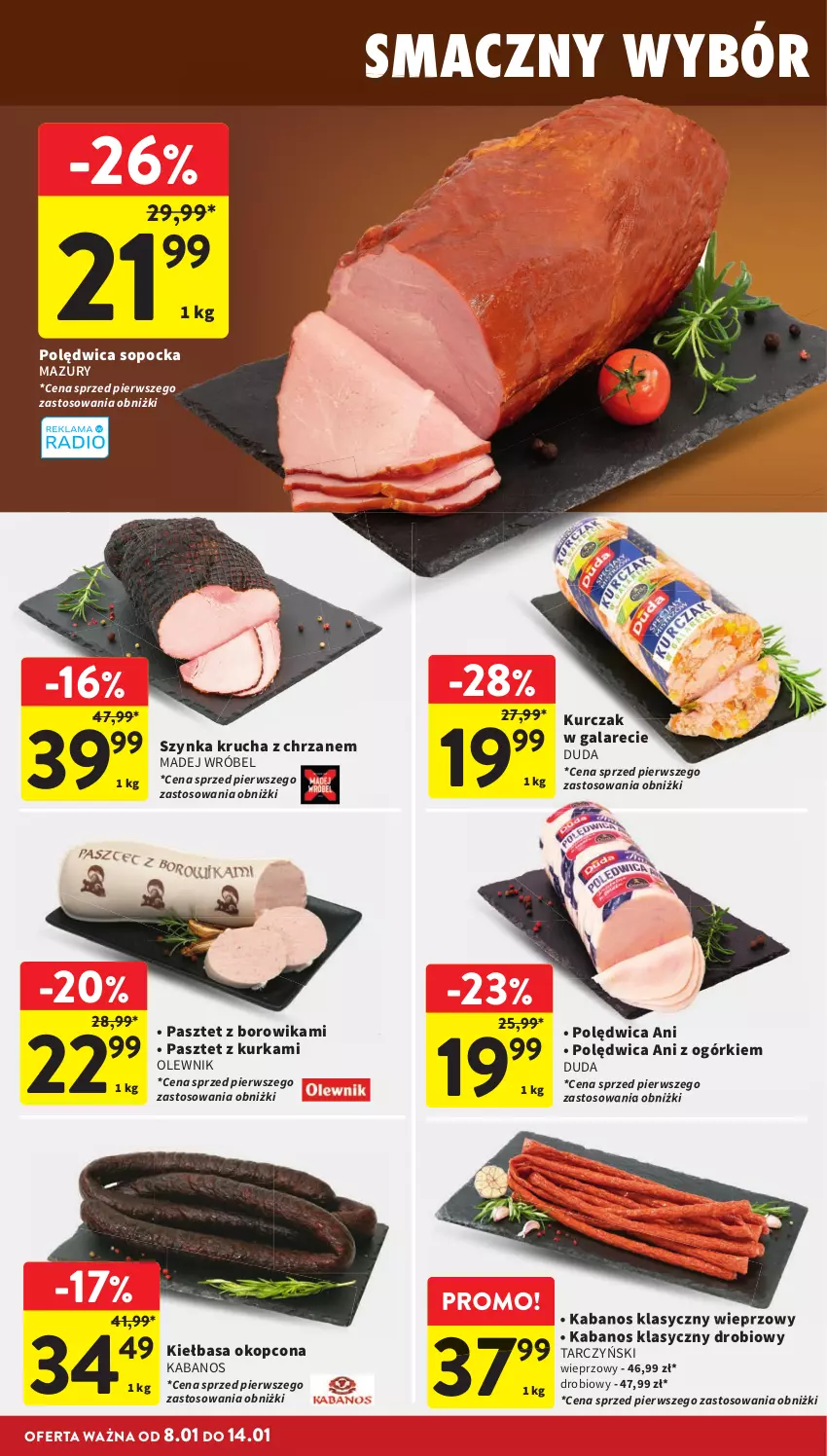 Gazetka promocyjna Intermarche - Gazetka promocyjna - ważna 08.01 do 14.01.2026 - strona 14 - produkty: Chrzan, Duda, Gala, Kabanos, Kiełbasa, Kurczak, Madej Wróbel, Olewnik, Pasztet, Polędwica, Szynka, Tarczyński