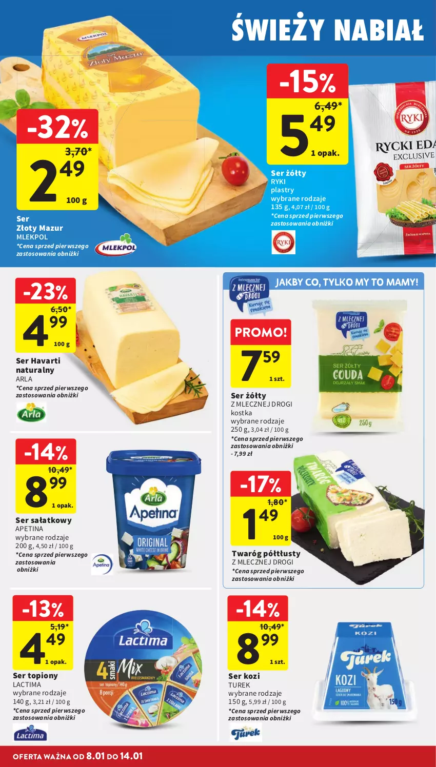 Gazetka promocyjna Intermarche - Gazetka promocyjna - ważna 08.01 do 14.01.2026 - strona 18 - produkty: Havarti, Sałat, Ser, Ser kozi, Ser topiony, Top, Twaróg, Twaróg półtłusty, Złoty Mazur