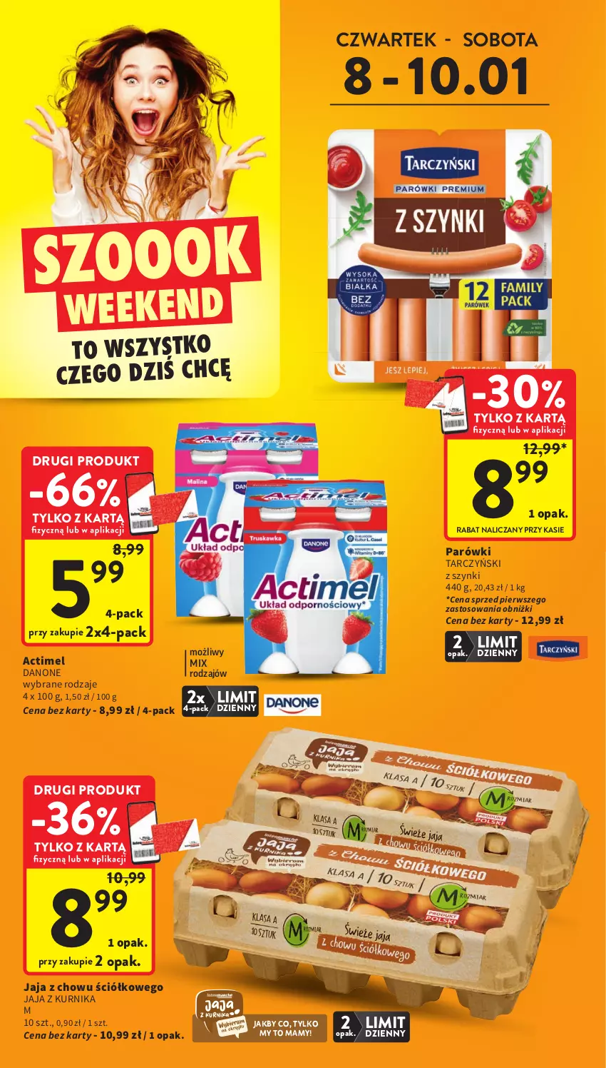 Gazetka promocyjna Intermarche - Gazetka promocyjna - ważna 08.01 do 14.01.2026 - strona 2 - produkty: Actimel, Danone, Jaja, Parówki, Tarczyński