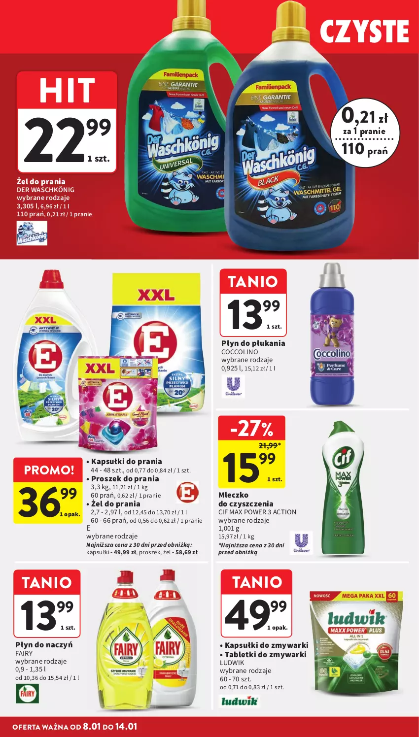 Gazetka promocyjna Intermarche - Gazetka promocyjna - ważna 08.01 do 14.01.2026 - strona 34 - produkty: Cif, Coccolino, Fa, Fairy, Kapsułki do prania, König, Ludwik, Mleczko, Płyn do płukania, Proszek do prania, Tablet, Tabletki do zmywarki, Zmywarki