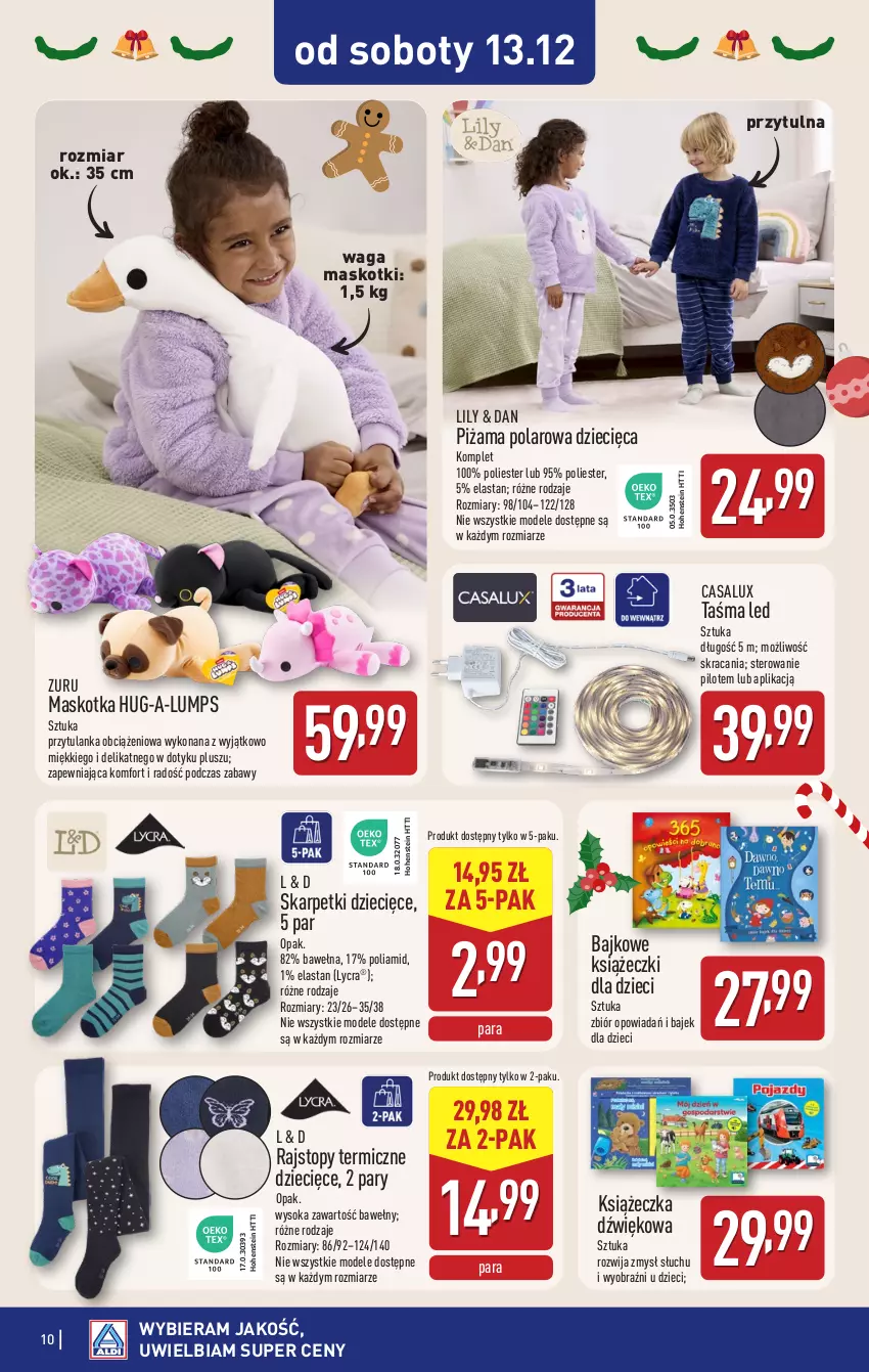 Gazetka promocyjna Aldi - Artykuły przemysłowe i tekstylia - ważna 10.12 do 13.12.2025 - strona 10 - produkty: Dzieci, Karp, Piżama, Rajstopy, Skarpetki, Sok, Top, Waga, Wełna