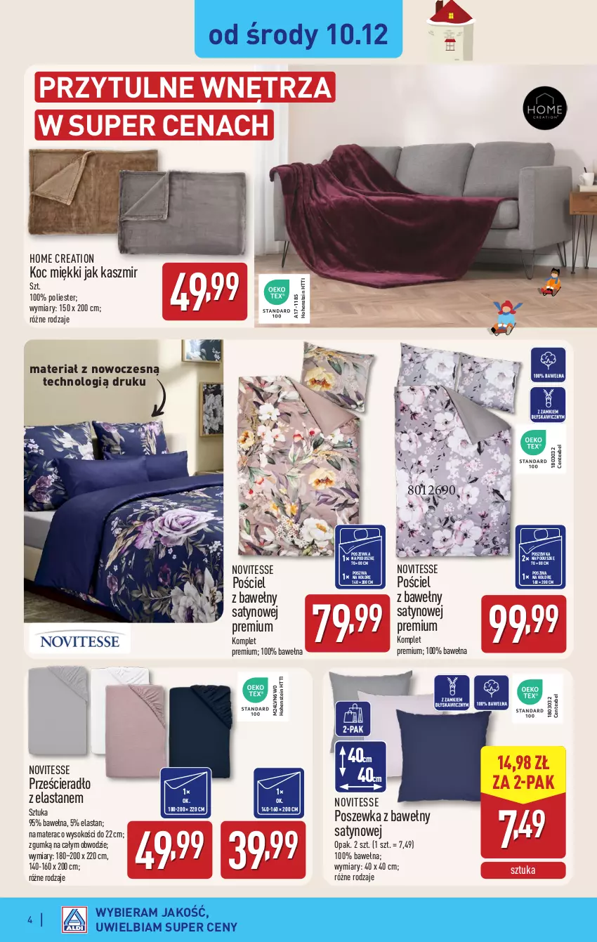 Gazetka promocyjna Aldi - Artykuły przemysłowe i tekstylia - ważna 10.12 do 13.12.2025 - strona 4 - produkty: Koc, Materac, Pościel, Poszewka, Prześcieradło, Sok, Tera, Wełna