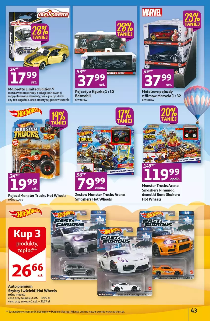 Gazetka promocyjna Auchan - Gazetka Radosny Dzień Dziecka Hipermarket Auchan - ważna 25.05 do 31.05.2023 - strona 43 - produkty: Drzwi, Hot Wheels, Mobil, Monster truck, Pojazd