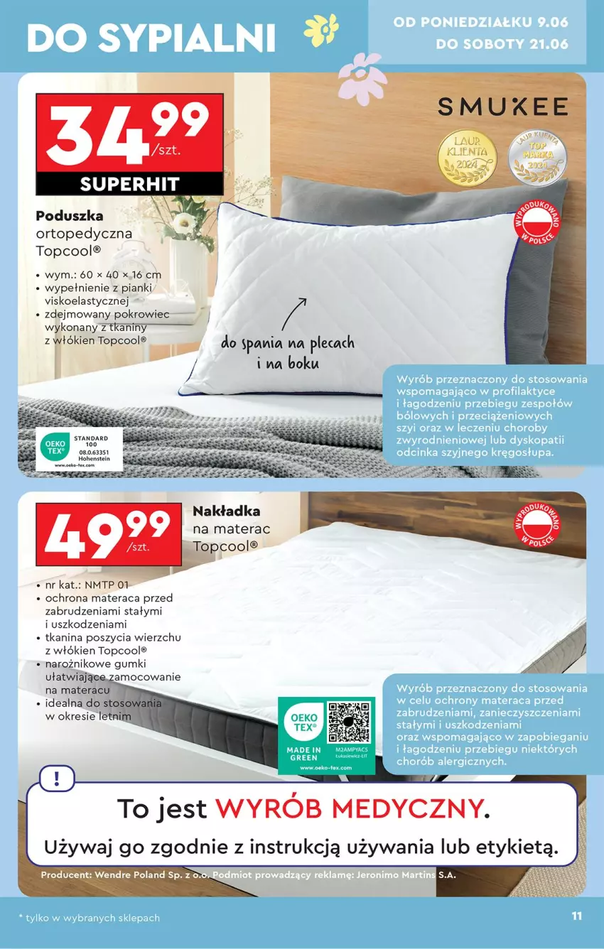 Gazetka promocyjna Biedronka - Okazje Tygodnia - ważna 07.06 do 21.06.2025 - strona 13 - produkty: Materac, Narożnik, Poduszka, Pokrowiec, Tera, Top