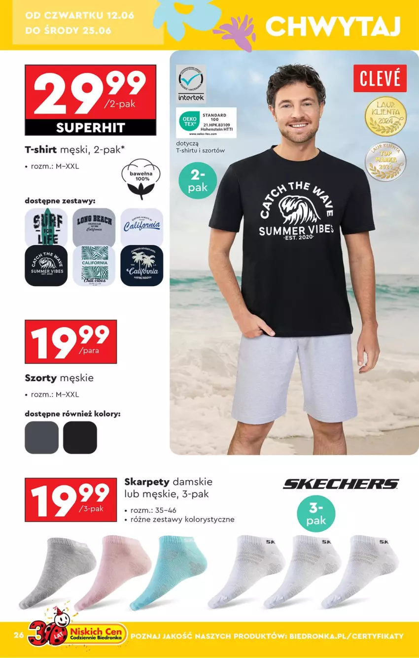 Gazetka promocyjna Biedronka - Okazje Tygodnia - ważna 07.06 do 21.06.2025 - strona 28 - produkty: Fa, HP, Karp, Szorty, T-shirt, Wełna