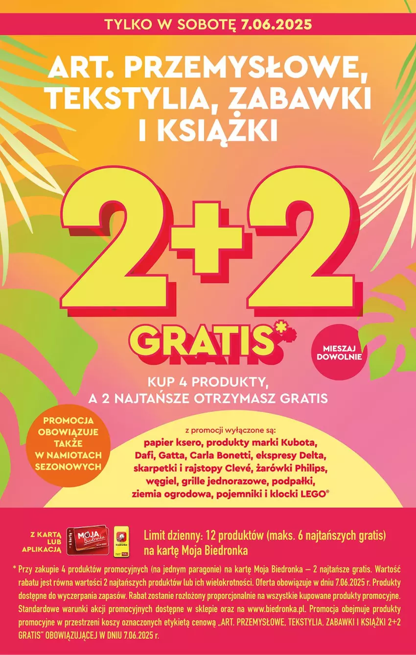Gazetka promocyjna Biedronka - Okazje Tygodnia - ważna 07.06 do 21.06.2025 - strona 3 - produkty: Gatta, Grill, Karp, Klocki, LEGO, Papier, Philips, Pojemnik, Rajstopy, Ser, Skarpetki, Top