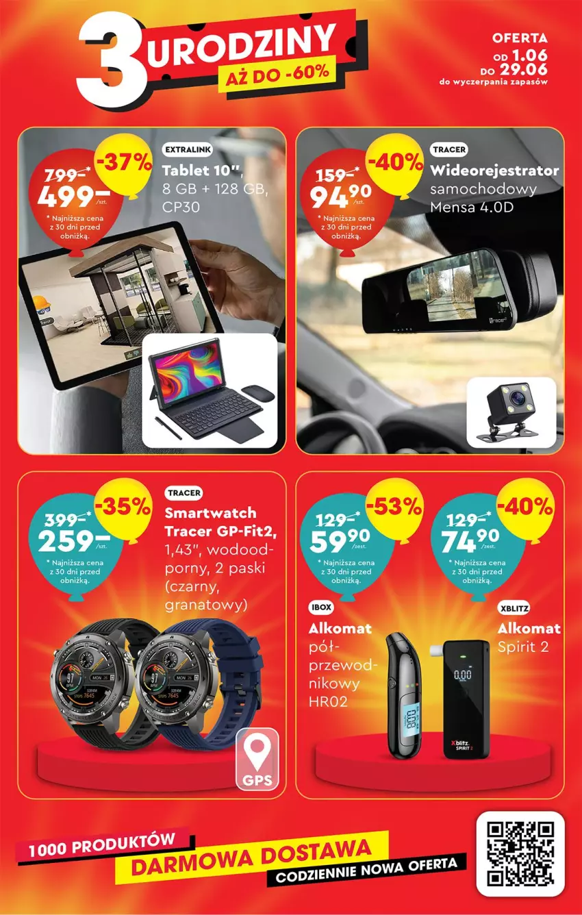 Gazetka promocyjna Biedronka - Okazje Tygodnia - ważna 07.06 do 21.06.2025 - strona 45 - produkty: Acer, Alkomat, Gra, Granat, Por, Smartwatch, Tablet, Wideorejestrator, Xblitz
