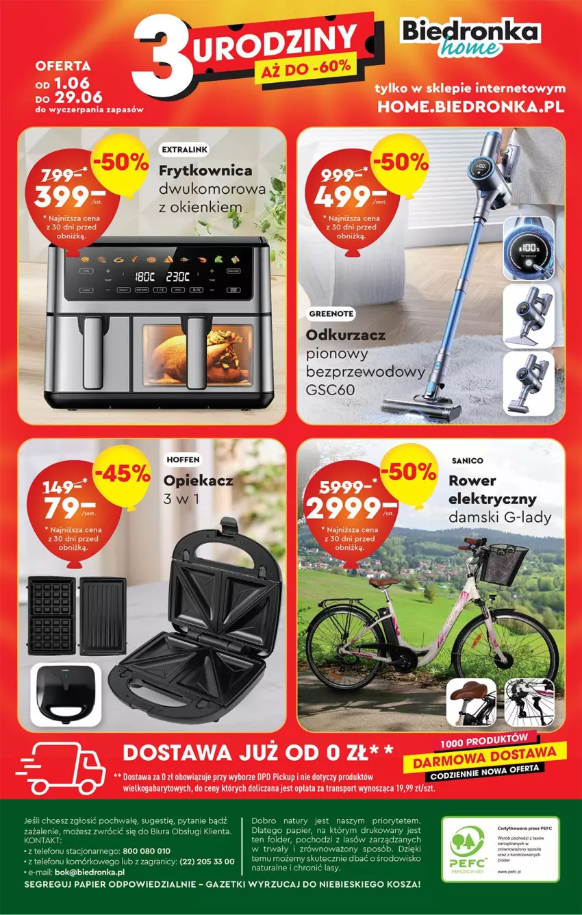 Gazetka promocyjna Biedronka - Okazje Tygodnia - ważna 07.06 do 21.06.2025 - strona 46 - produkty: Fa, Gra, Kosz, Odkurzacz, Papier, Rower, Rower elektryczny, Telefon, Woda