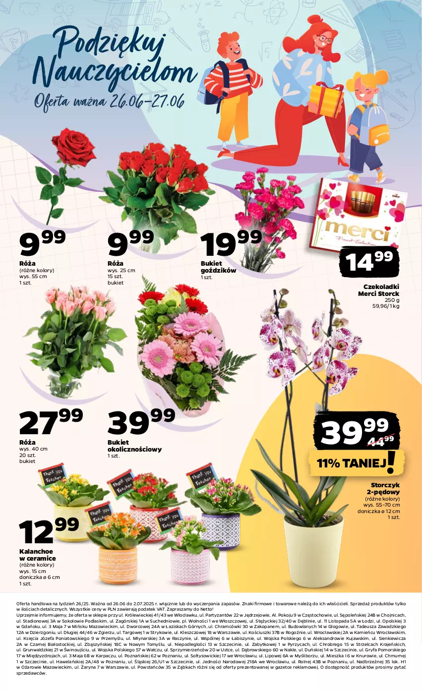 Gazetka promocyjna Netto - Od Czwartku - ważna 26.06 do 02.07.2025 - strona 20 - produkty: Bukiet, Fa, Gry, Kalanchoe, Karp, Kujawski, Merci, Podlaski, Róża, Sok, Stock, Storczyk, Top, Wino