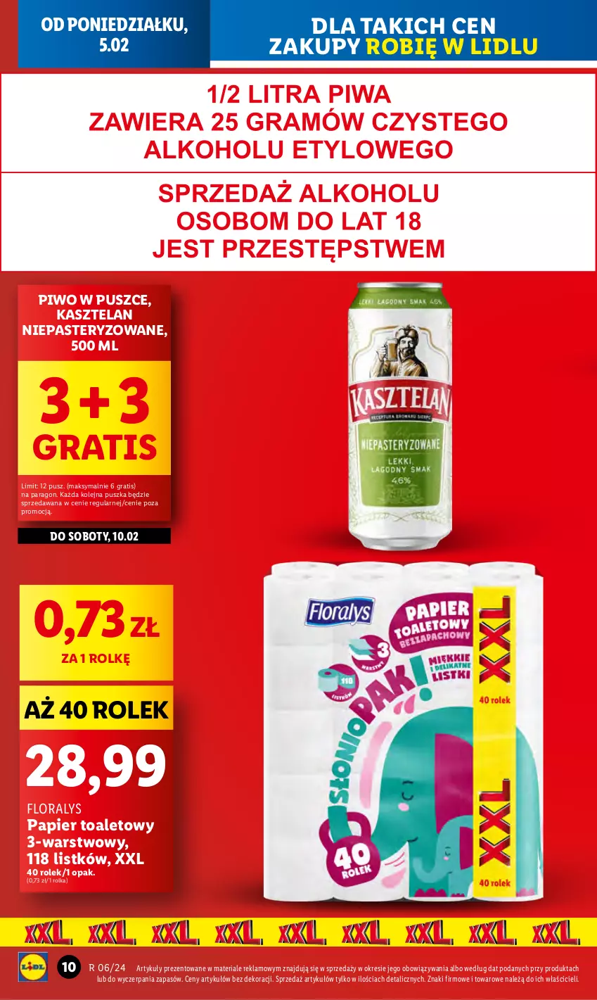 Gazetka promocyjna Lidl - GAZETKA - ważna 05.02 do 07.02.2024 - strona 12 - produkty: Flora, Gra, Kasztelan, Olej, Papier, Papier toaletowy, Piwo