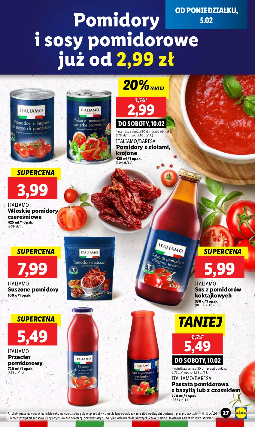 Gazetka promocyjna Lidl - GAZETKA - ważna 05.02 do 07.02.2024 - strona 31 - produkty: Bazyl, Pomidory, Sos, Suszone pomidory