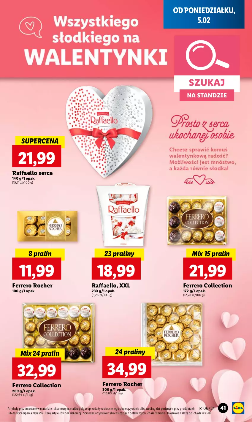 Gazetka promocyjna Lidl - GAZETKA - ważna 05.02 do 07.02.2024 - strona 45 - produkty: Fa, Ferrero, Ferrero Rocher, Praliny, Raffaello, Ser