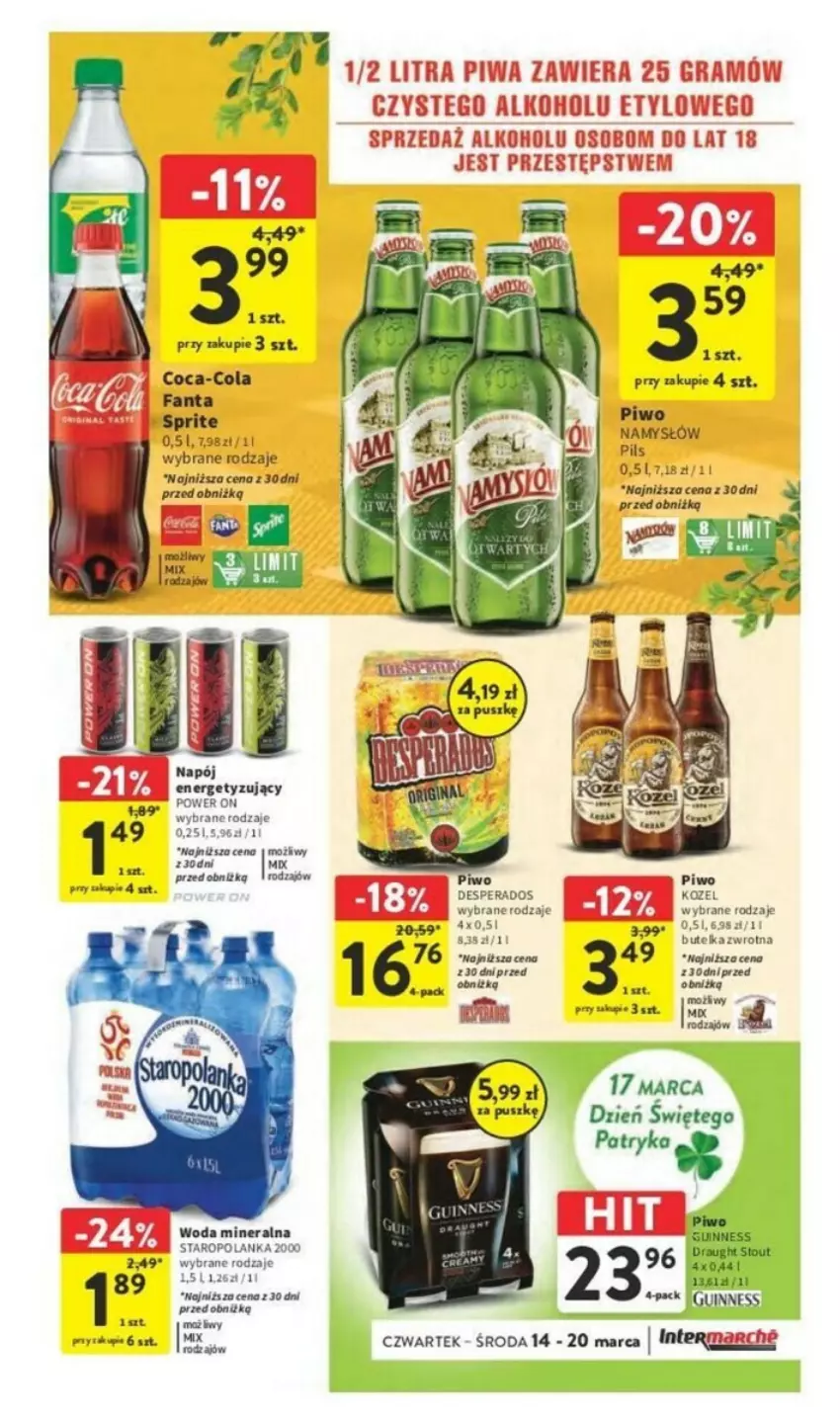 Gazetka promocyjna Intermarche - ważna 18.03 do 20.03.2024 - strona 37 - produkty: Desperados, Fa, Gra, Kozel, Piwa, Piwo, Staropolanka, Woda, Woda mineralna