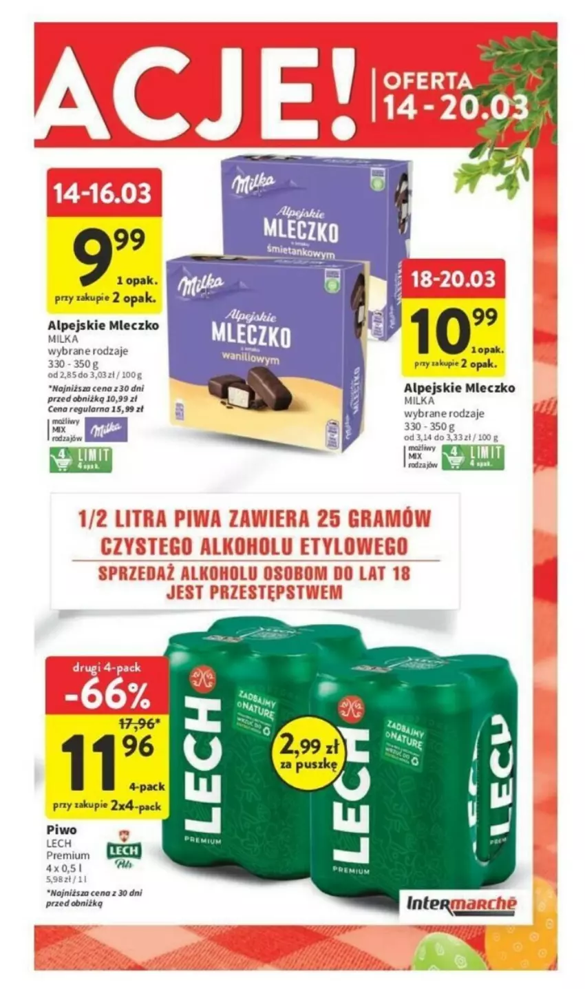 Gazetka promocyjna Intermarche - ważna 18.03 do 20.03.2024 - strona 45 - produkty: Milka, Mleczko, Piwo