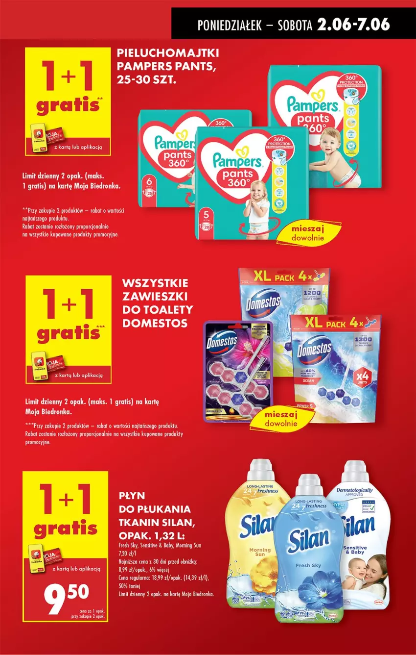 Gazetka promocyjna Biedronka - Od Poniedziałku - ważna 02.06 do 07.06.2025 - strona 13 - produkty: Domestos, Gra, Majtki, Pampers, Pieluchomajtki, Płyn do płukania, Por, Silan, Zawieszki