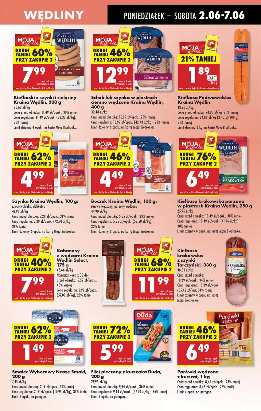 Gazetka promocyjna Biedronka - Od Poniedziałku - ważna 02.06 do 07.06.2025 - strona 31 - produkty: Boczek, Duda, Kabanos, Kiełbasa, Kiełbasa krakowska, Kiełbasa podwawelska, Kurczak, Parówki, Piec, Smalec, Szynka, Tarczyński, Wawel