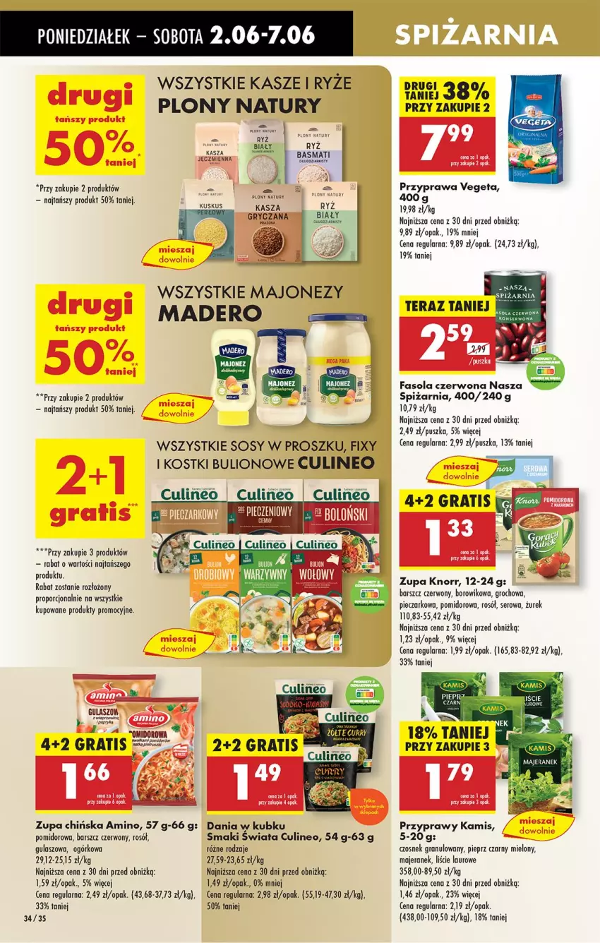 Gazetka promocyjna Biedronka - Od Poniedziałku - ważna 02.06 do 07.06.2025 - strona 38 - produkty: Bulion, Czosnek, Czosnek granulowany, Fa, Fasola, Gra, Groch, Kamis, Knorr, Laur, Lion, Majonez, Piec, Pieprz, Por, Przyprawy, Rosół, Ryż, Ryż biały, Ser, Sos, Vegeta, Wiko, Zupa