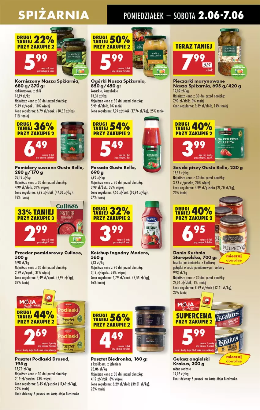 Gazetka promocyjna Biedronka - Od Poniedziałku - ważna 02.06 do 07.06.2025 - strona 39 - produkty: Bell, Fa, Ketchup, Korniszony, Krakus, Królik, Kuchnia, Pasztet, Piec, Podlaski, Pomidory, Pulpety, Sos, Sos do pizzy