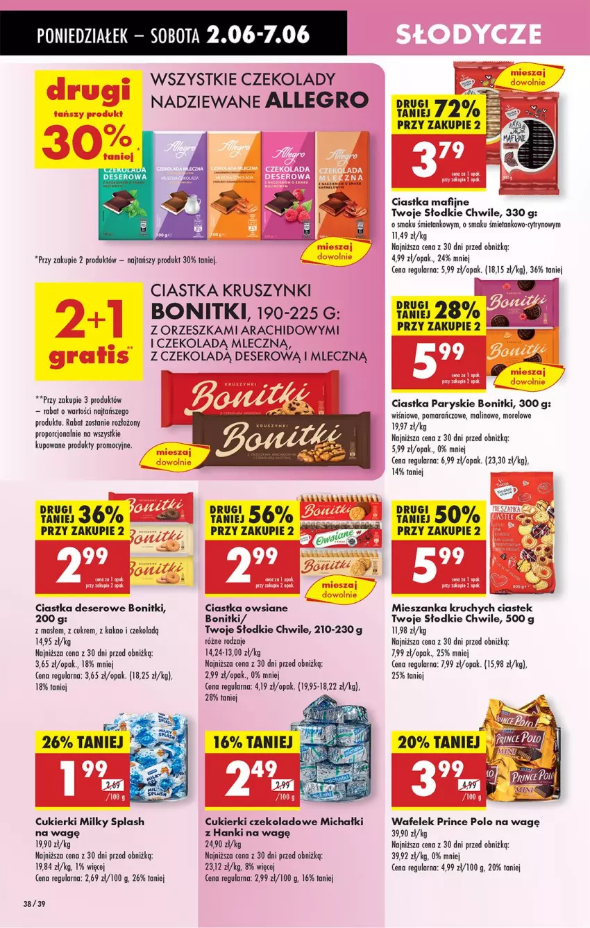 Gazetka promocyjna Biedronka - Od Poniedziałku - ważna 02.06 do 07.06.2025 - strona 42 - produkty: Allegro, Bonitki, Ciastka, Ciastka owsiane, Cukier, Cukierki, Cukierki czekoladowe, Deser, Kakao, Klej, Michałki, Por, Prince Polo, Ser, Stek, Wafelek