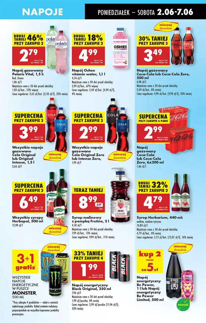 Gazetka promocyjna Biedronka - Od Poniedziałku - ważna 02.06 do 07.06.2025 - strona 45 - produkty: Coca-Cola, Gin, Herbapol, Lack, Napój, Napój energetyczny, Napój gazowany, Napoje, Oshee, Por, Syrop, Syropy