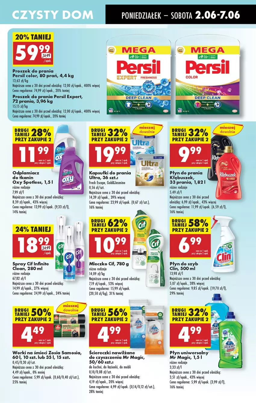 Gazetka promocyjna Biedronka - Od Poniedziałku - ważna 02.06 do 07.06.2025 - strona 57 - produkty: Cif, Clin, Kapsułki do prania, Mleczko, Odplamiacz, Persil, Płyn do prania, Płyn do szyb, Proszek do prania, Worki na śmiec, Worki na śmieci
