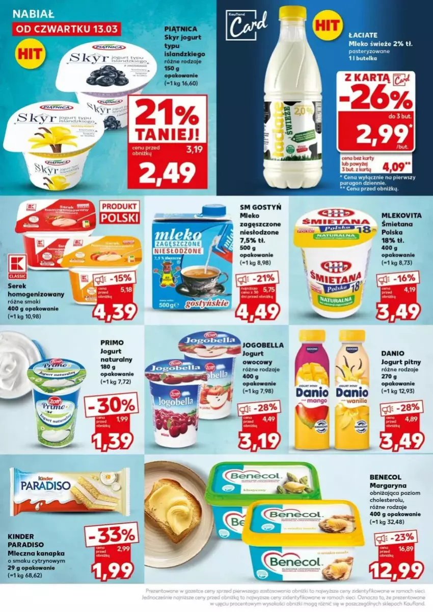 Gazetka promocyjna Kaufland - ważna 17.03 do 19.03.2025 - strona 8 - produkty: Bell, Bella, Benecol, Danio, Fa, Jogobella, Jogurt, Jogurt pitny, Kinder, LG, Margaryna, Mleczna kanapka, Mleko, Mlekovita, Ser, Serek