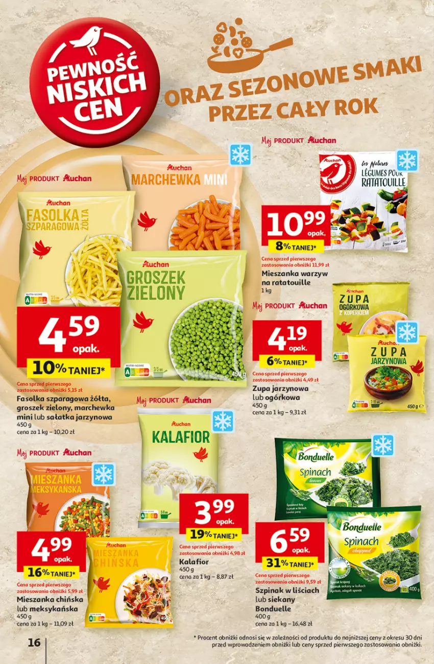 Gazetka promocyjna Auchan - Pewność Niskich Cen Hipermarket - ważna 20.02 do 26.02.2025 - strona 18 - produkty: Bonduelle, Fa, Groszek, Kalafior, Marchewka, Mieszanka warzyw, Sałat, Sałatka, Szpinak, Zupa