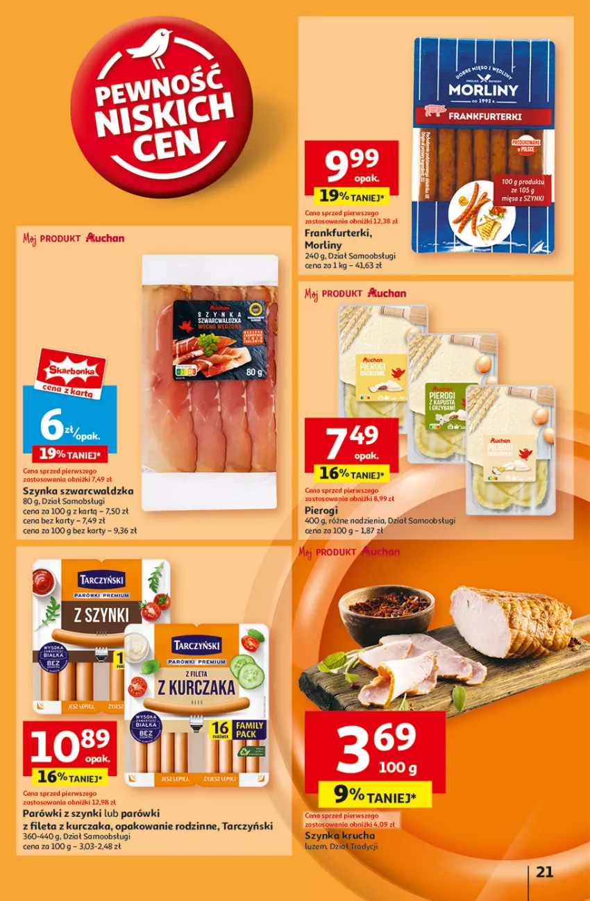 Gazetka promocyjna Auchan - Pewność Niskich Cen Hipermarket - ważna 20.02 do 26.02.2025 - strona 23 - produkty: Fa, Frankfurterki, Kurczak, Morliny, Parówki, Parówki z szynki, Pierogi, Szynka, Tarczyński