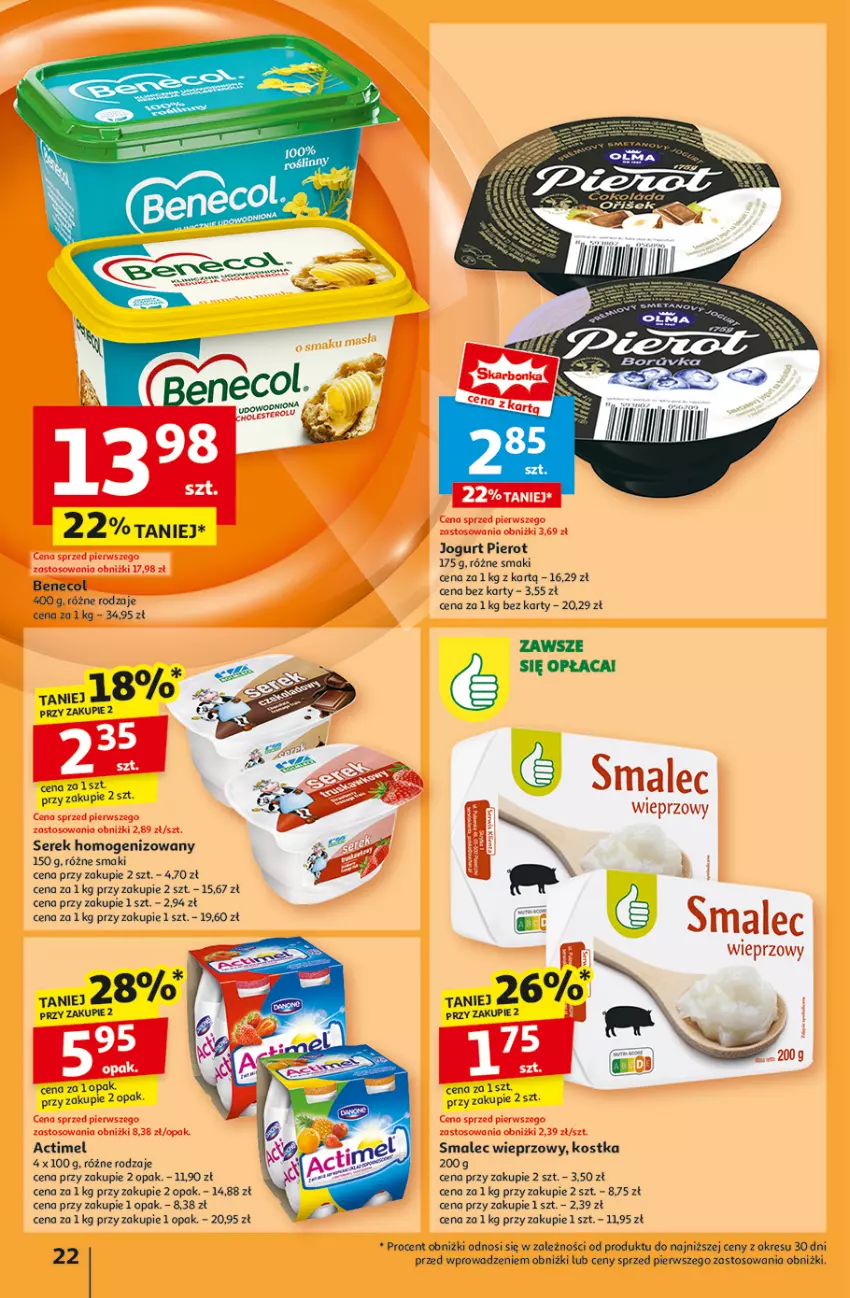 Gazetka promocyjna Auchan - Pewność Niskich Cen Hipermarket - ważna 20.02 do 26.02.2025 - strona 24 - produkty: Actimel, Jogurt, Ser, Serek, Serek homogenizowany, Smalec