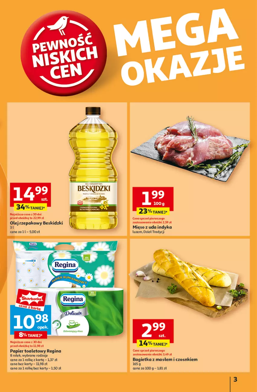 Gazetka promocyjna Auchan - Pewność Niskich Cen Hipermarket - ważna 20.02 do 26.02.2025 - strona 3 - produkty: Bagietka, Beskidzki, Gin, Mięso, Olej, Olej rzepakowy, Papier, Papier toaletowy