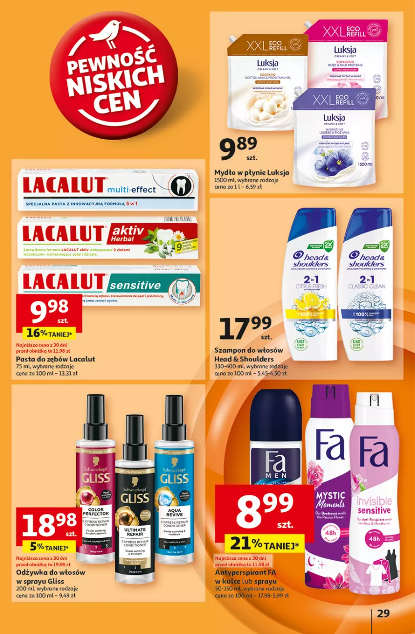 Gazetka promocyjna Auchan - Pewność Niskich Cen Hipermarket - ważna 20.02 do 26.02.2025 - strona 31 - produkty: Antyperspirant, Fa, Lacalut, Luksja, Mydło, Mydło w płynie, Odżywka, Pasta do zębów