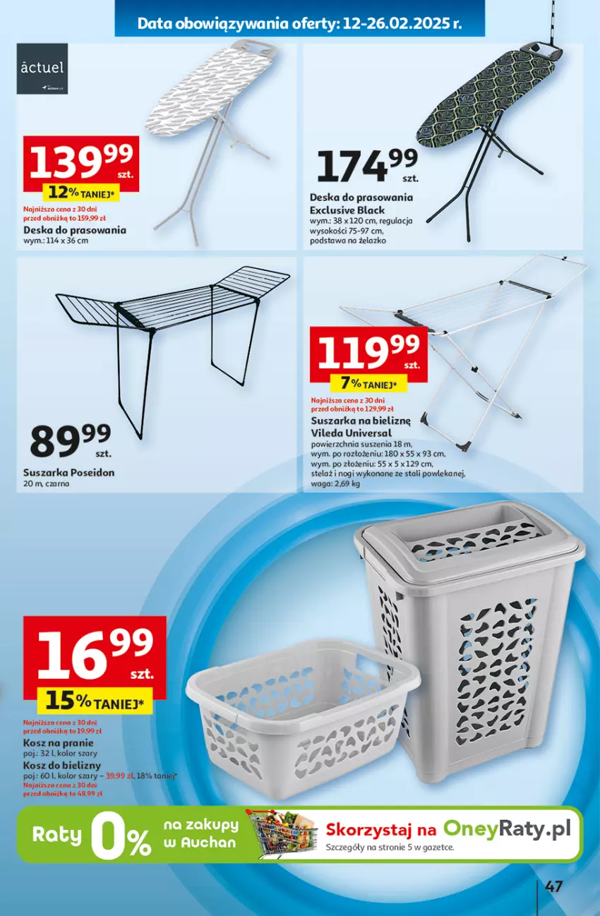 Gazetka promocyjna Auchan - Pewność Niskich Cen Hipermarket - ważna 20.02 do 26.02.2025 - strona 55 - produkty: Deska do prasowania, Lack, Sok, Suszarka, Vileda, Waga