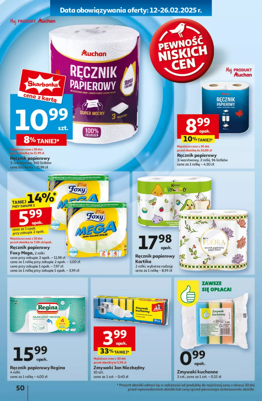 Gazetka promocyjna Auchan - Pewność Niskich Cen Hipermarket - ważna 20.02 do 26.02.2025 - strona 58 - produkty: Foxy, Gin, Papier, Ręcznik, Rolki, Zmywaki kuchenne