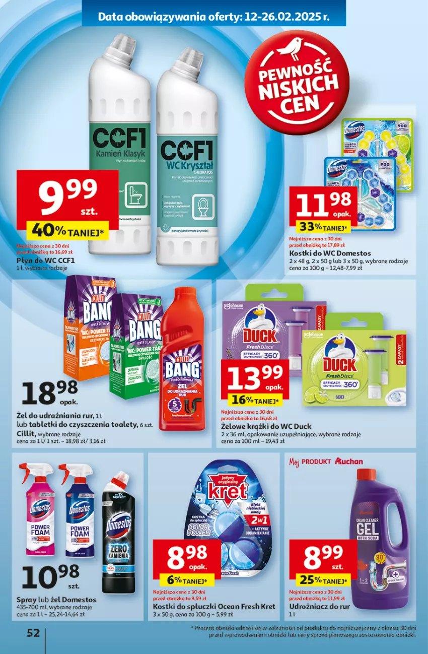 Gazetka promocyjna Auchan - Pewność Niskich Cen Hipermarket - ważna 20.02 do 26.02.2025 - strona 60 - produkty: Domestos, Duck, Kret, Płyn do wc, Tablet