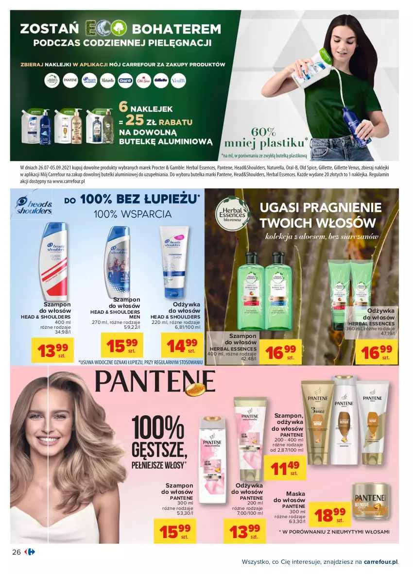 Gazetka promocyjna Carrefour - Gazetka Carrefour - ważna 26.07 do 07.08.2021 - strona 26 - produkty: Maska, Maska do włosów, Odżywka, Pantene, Szampon