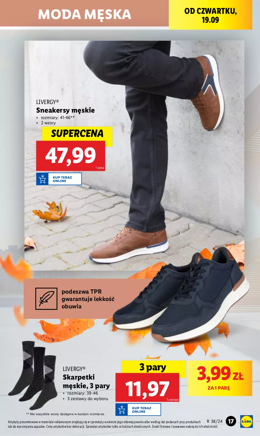 Gazetka promocyjna Lidl - GAZETKA - ważna 16.09 do 21.09.2024 - strona 21 - produkty: Karp, Moda, Skarpetki, Sneakersy