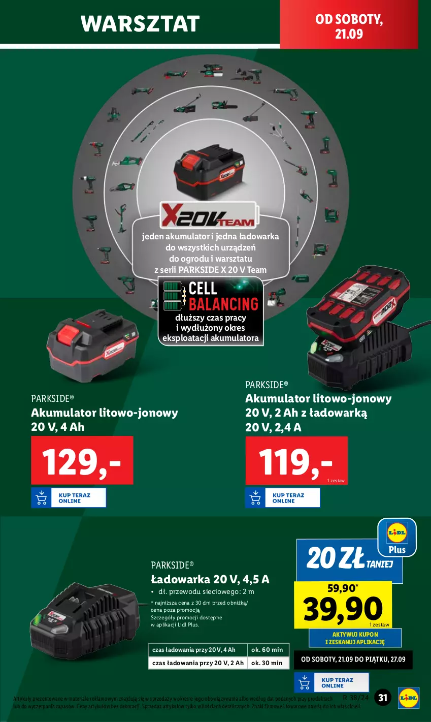 Gazetka promocyjna Lidl - GAZETKA - ważna 16.09 do 21.09.2024 - strona 37 - produkty: Akumulator, Parkside, Ser, Warka