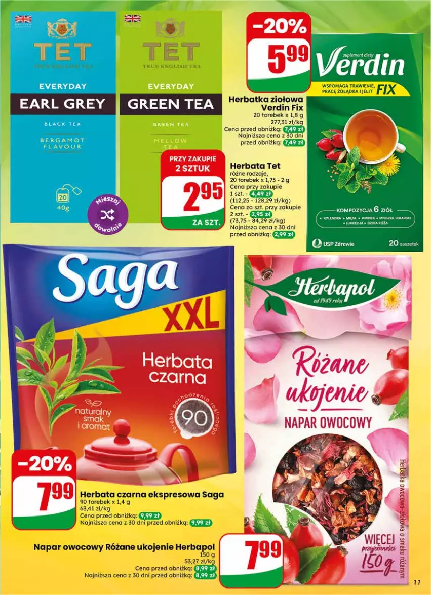 Gazetka promocyjna Dino - Gazetka 23 / 2026 - ważna 03.06 do 09.06.2026 - strona 11 - produkty: Dzika róża, Earl Grey, Herbapol, Herbata, Herbata czarna, Mięta, Róża, Saga, Zdrowie