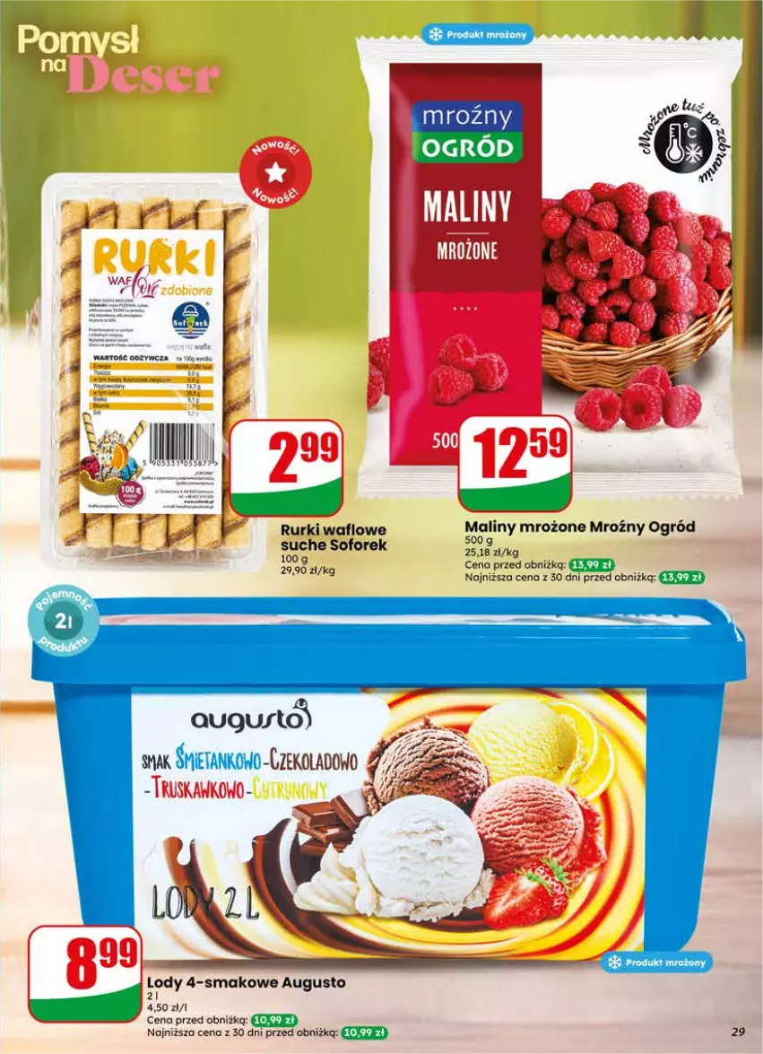 Gazetka promocyjna Dino - Gazetka 23 / 2026 - ważna 03.06 do 09.06.2026 - strona 29 - produkty: Lody, Maliny, Ogród, Rurki