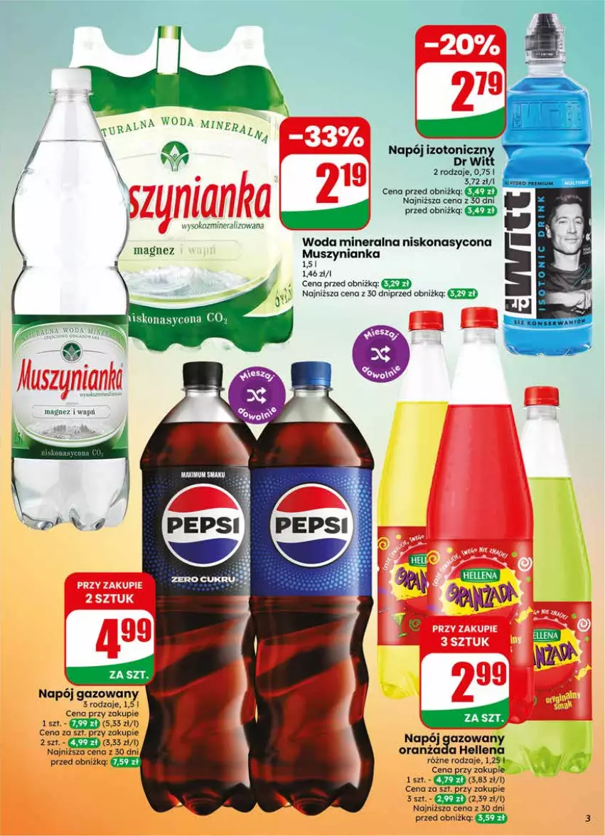 Gazetka promocyjna Dino - Gazetka 23 / 2026 - ważna 03.06 do 09.06.2026 - strona 3 - produkty: Hellena, Magnez, Mus, Muszynianka, Napój, Oranżada, Sok, Woda, Woda mineralna