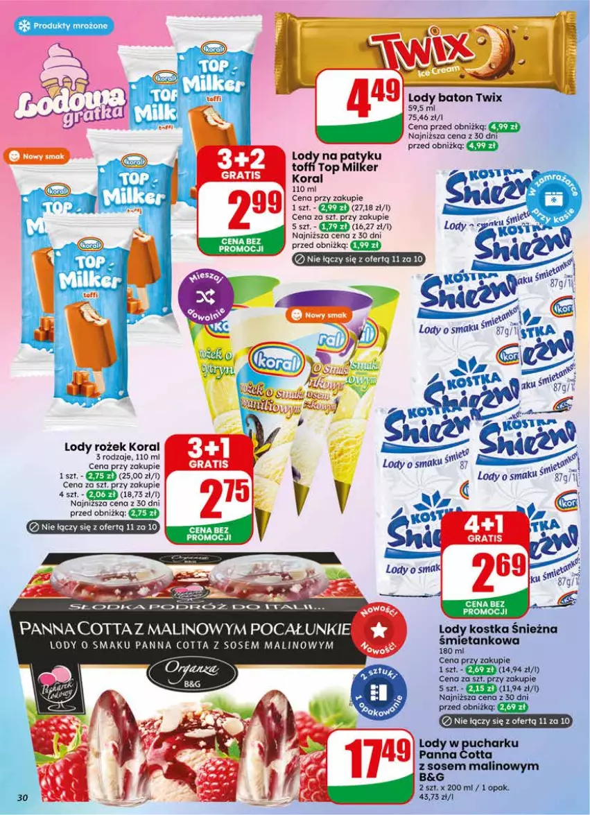 Gazetka promocyjna Dino - Gazetka 23 / 2026 - ważna 03.06 do 09.06.2026 - strona 30 - produkty: Baton, Fa, Lody, Panna cotta, Produkty mrożone, Sos, Top, Twix