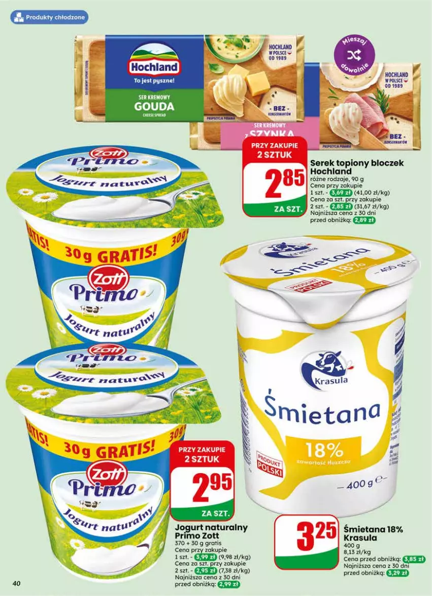 Gazetka promocyjna Dino - Gazetka 23 / 2026 - ważna 03.06 do 09.06.2026 - strona 40 - produkty: Gouda, Gra, Hochland, Jogurt, Jogurt naturalny, Ser, Serek, Top, Zott