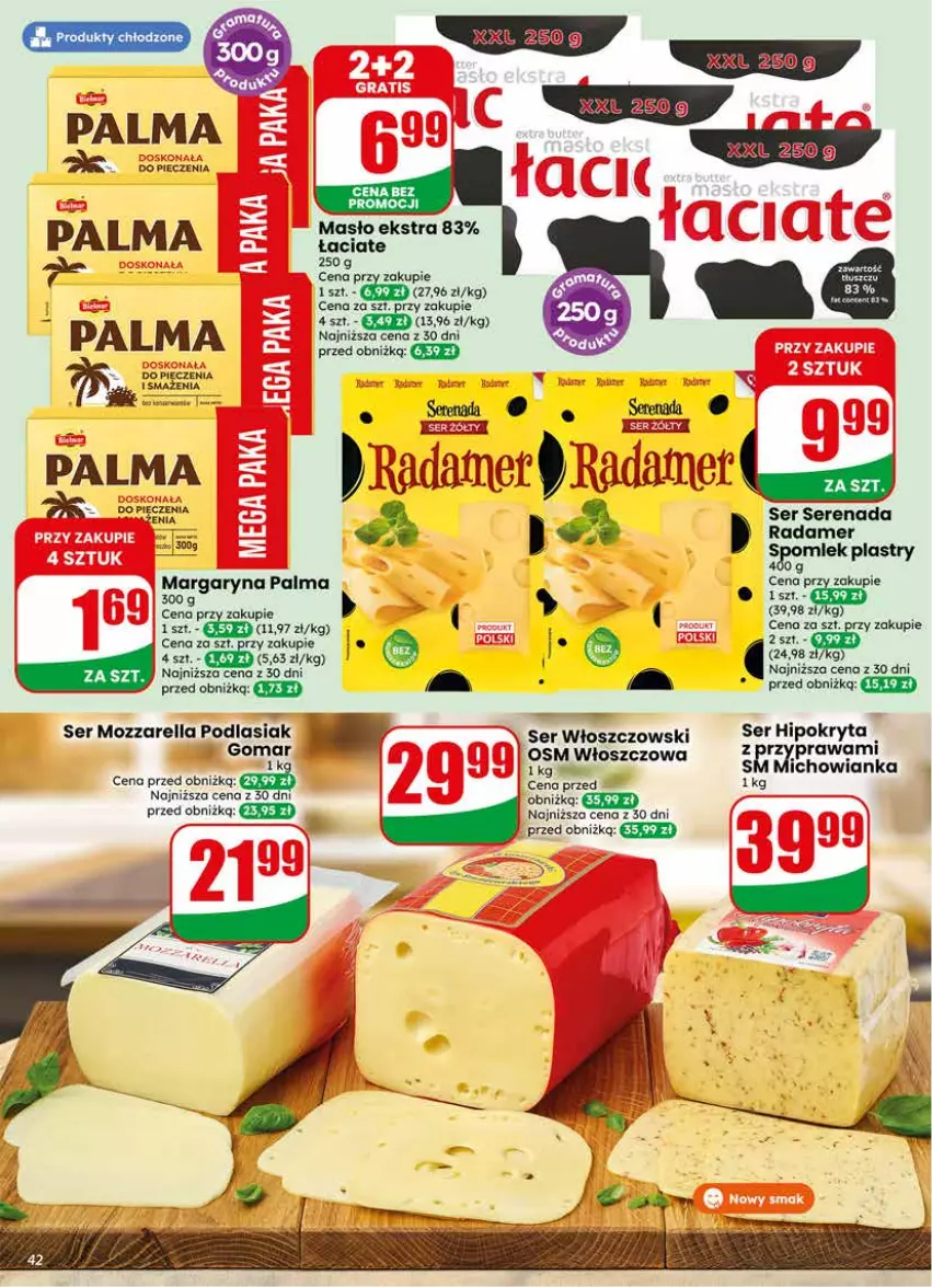 Gazetka promocyjna Dino - Gazetka 23 / 2026 - ważna 03.06 do 09.06.2026 - strona 42 - produkty: Margaryna, Masło, Mozzarella, Palma, Piec, Ser, Włoszczowski