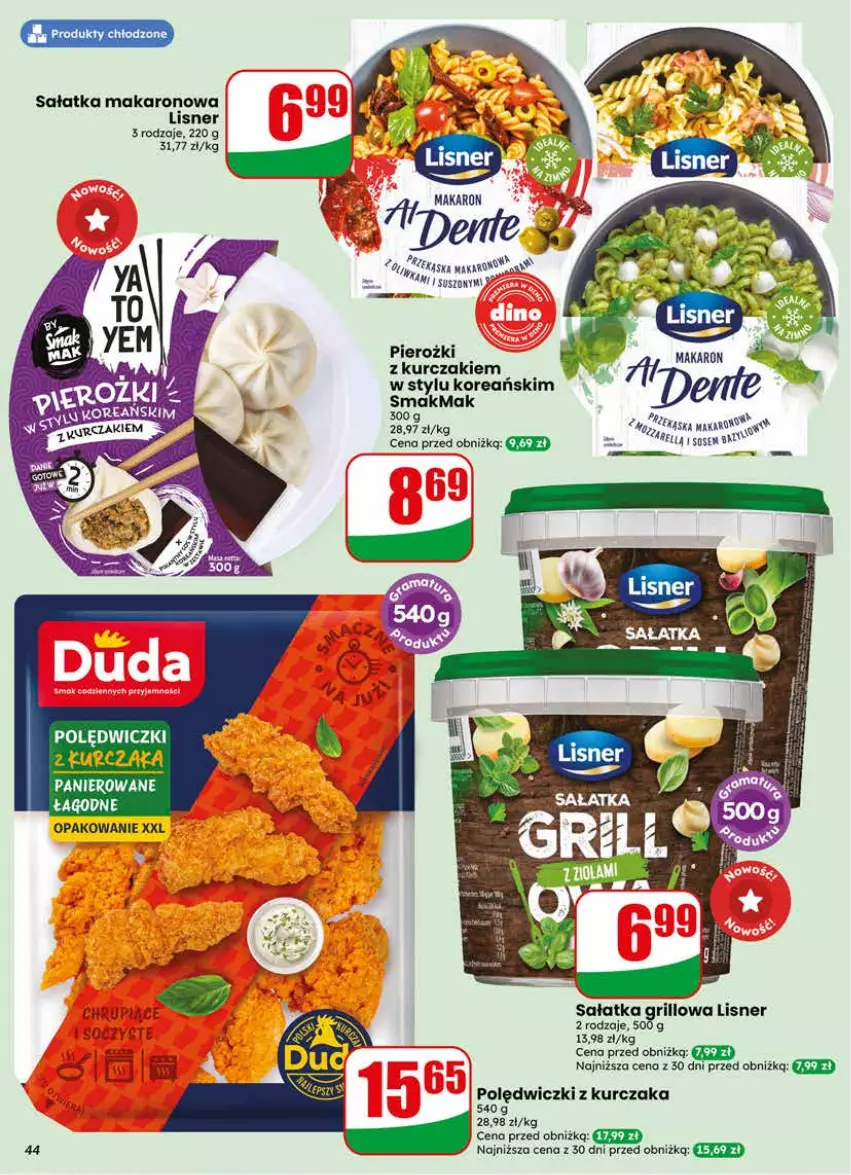 Gazetka promocyjna Dino - Gazetka 23 / 2026 - ważna 03.06 do 09.06.2026 - strona 44 - produkty: Fa, Grill, Kurczak, Lisner, Makaron, Polędwiczki z kurczaka, Sałat, Sałatka, Sos