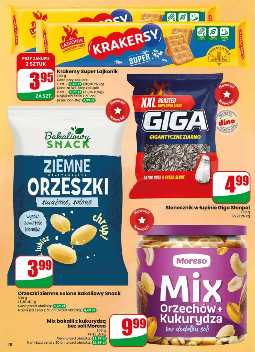 Gazetka promocyjna Dino - Gazetka 23 / 2026 - ważna 03.06 do 09.06.2026 - strona 48 - produkty: Krakersy, Lajkonik, Orzeszki, Orzeszki ziemne, Słonpol